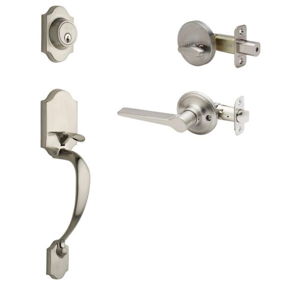 Copper Creek Heritage Front Entrance Door Handle set in Satin Stainless - Picture 1 of 6